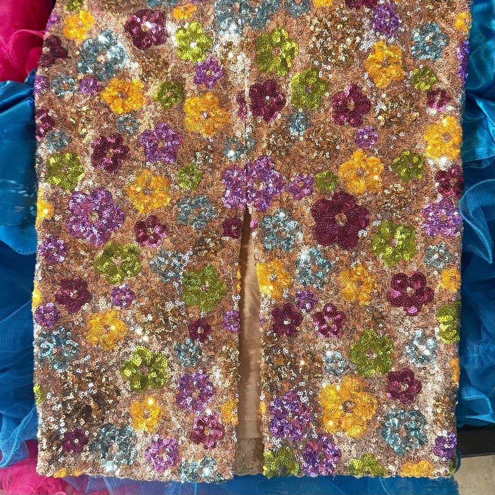 Viviana Sequin Floral Strapless Cocktail Dress The Population  Purple Pink NWOT - Picture 5 of 5